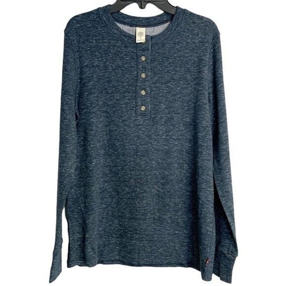Levi's Men's Thermal Long Sleeve 5 Button Classic Fit Henley Blue Gray Shirt Med - Picture 1 of 7